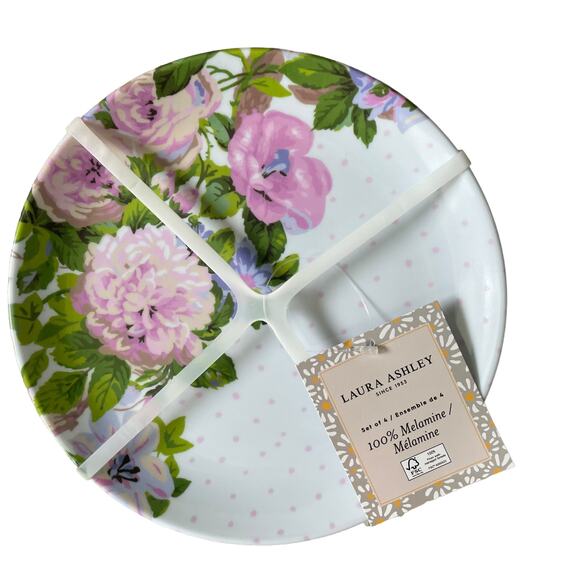 Laura Ashley Aveline 8in Melamine Salad Plates Spring Lavender Floral 4pc NEW - Picture 1 of 4